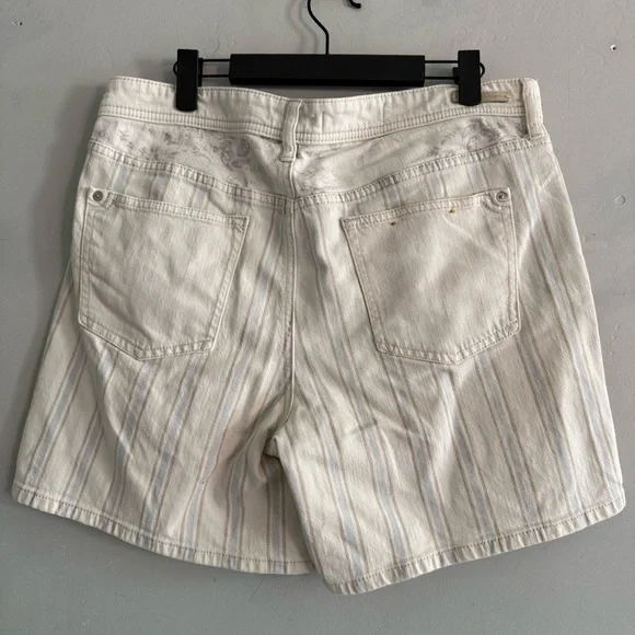 Anthropologie Pilcro Cream Striped Slim Boyfriend Jean Shorts - Picture 6 of 8